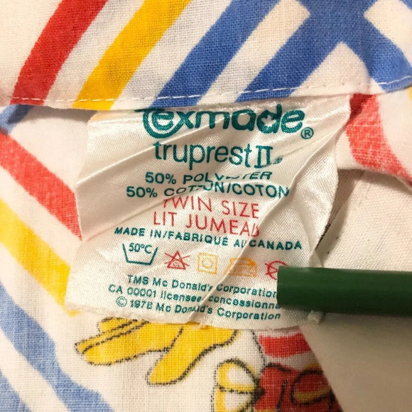 Vintage 1978 McDonalds Flat and Fitted Twin Bed Sheet Ronald McDonald - Picture 15 of 16